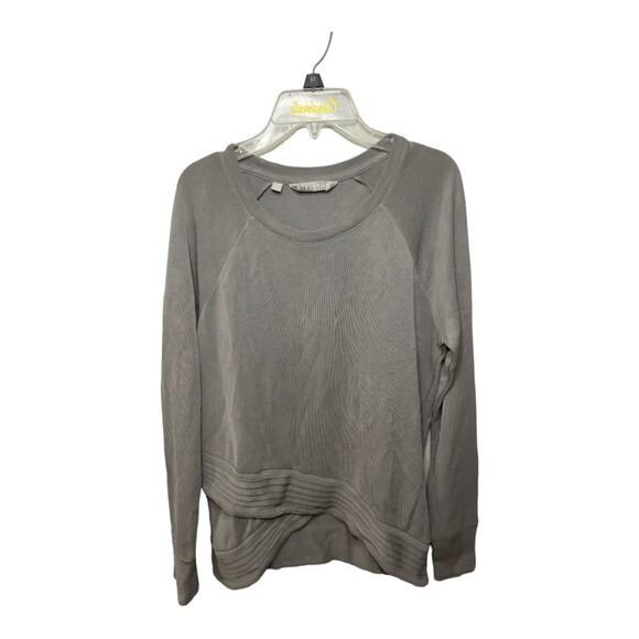 Athleta Shirt Top Gray Long Sleeve Criss Cross Hem Size XS - Picture 1 of 5